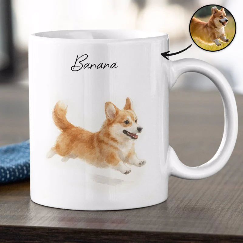 Custom Watercolor Pet Portrait Mug – Perfect for Dog Lovers
