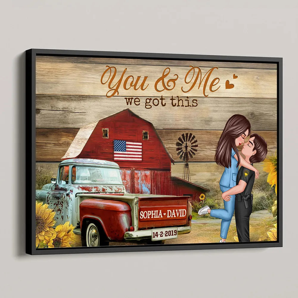 You & Me Rustic Vintage Truck Themed Couple Poster, Romantic Gift for Anniversaries