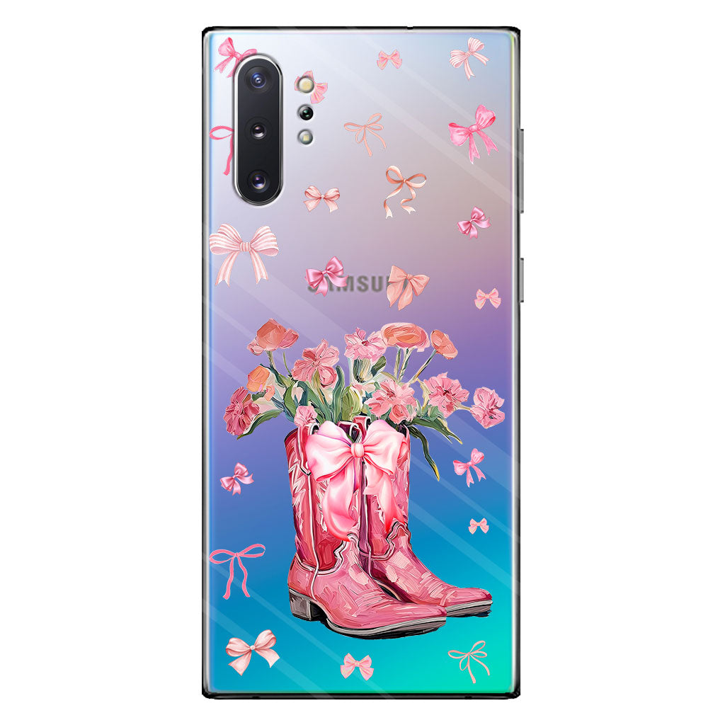 Cowgirl Boots Coquette - Personalized Horse Clear Phone Case