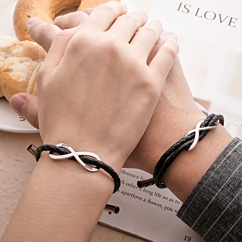 Any Names - Personalized Couple Infinity Sign Bracelet