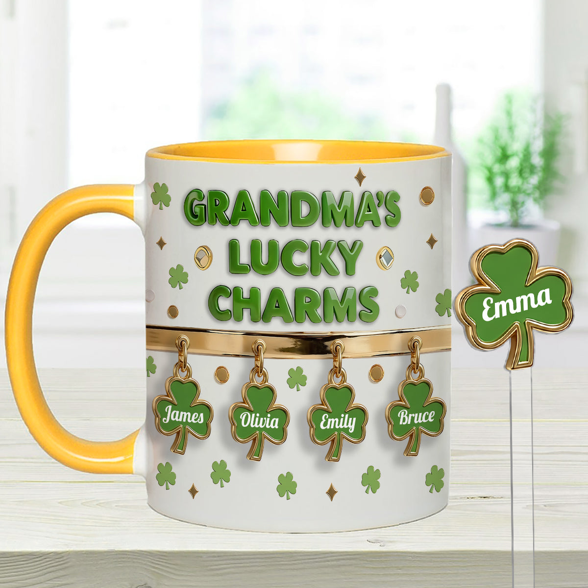 Grandma's Lucky Charms - Personalized Grandma Set Accent Mug With Acrylic Stirrers