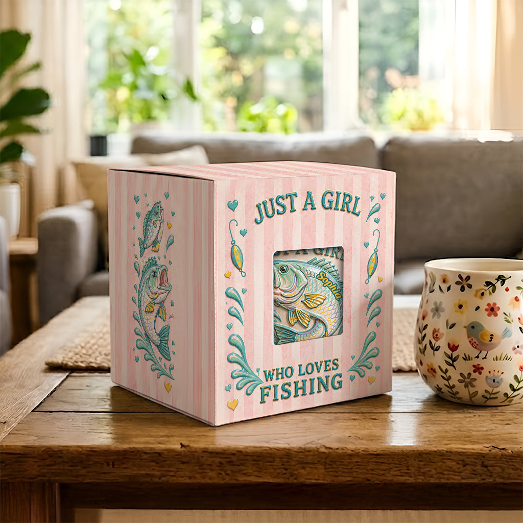 Just A Girl Who Loves Fishing - Personalized Fishing Accent Mug With Gift Box