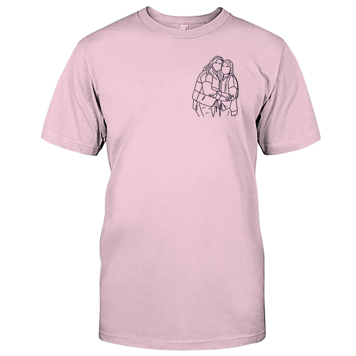 Custom Line Art - Personalized Sibling Embroidered T-shirt