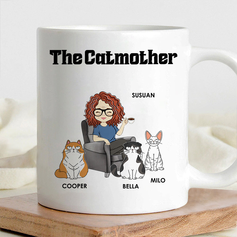 Personalized Beer Glass for Cat Dad – The Catfather Design with Cute Cats – Father's Day Gift for Pet Lovers