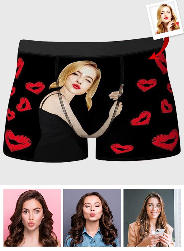 Custom Wife Or Girlfriend Face Boxers - Personalized Couple Men's boxer briefs