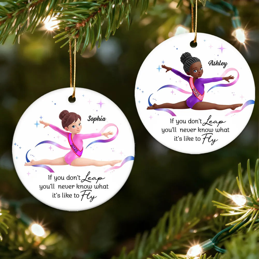 Ceramic Ornament with Inspirational Gymnast Quote - Sweet Holiday Keepsake and Creative Gift for a Young Gymnast