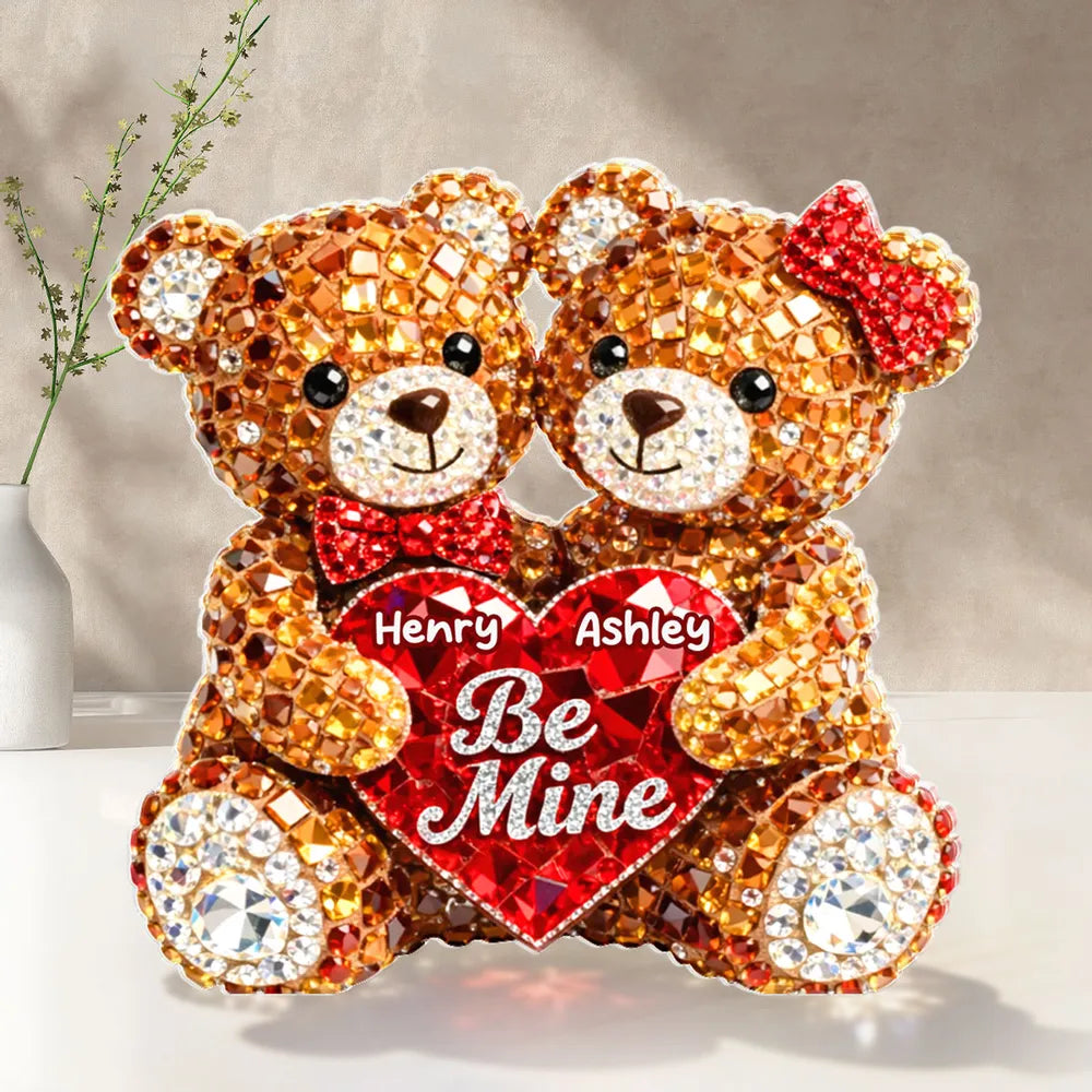 Cute Be Mine Teddy Bear Duo Acrylic Keychain, Personalized Love Charm for Keys or Bag, Sweet Romantic Gift for Couples