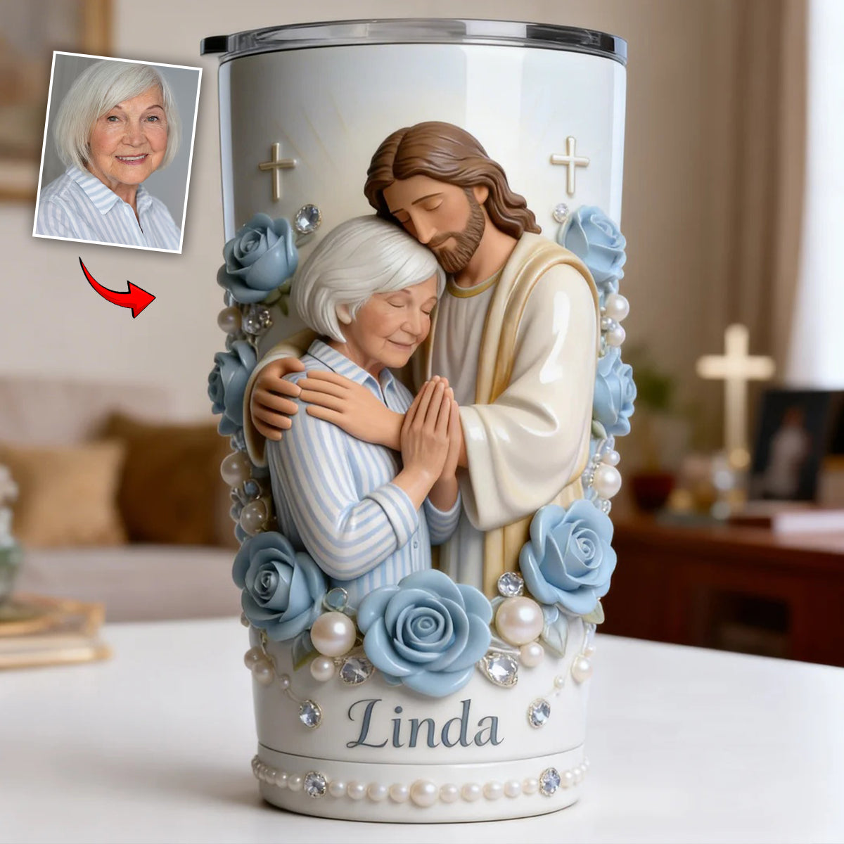 In His Arm - Personalized Christian Tumbler