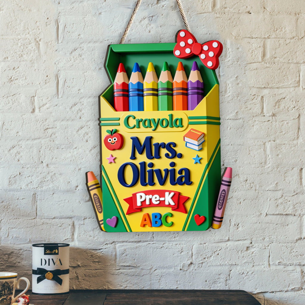 Crayon Box 3D Shaped Display - Personalized Teacher Custom Shaped Wood Sign
