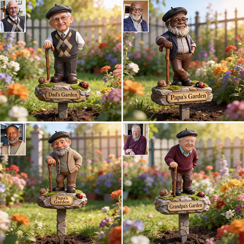 Custom Any Photo Grandpa's Garden - Personalized Gardening Acrylic Garden Sign/ Acrylic Plaque Sign