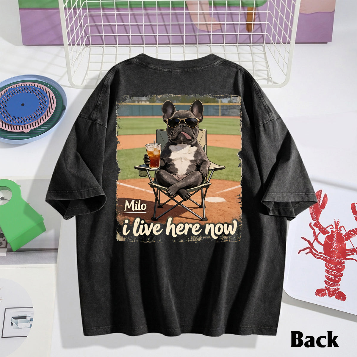 Custom Any Photo I Live Here Now - Personalized Dog Wash T-Shirt