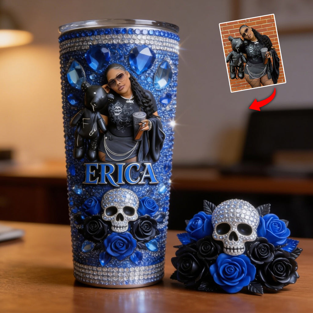 Custom Any Photo - Personalized Skull Tumbler