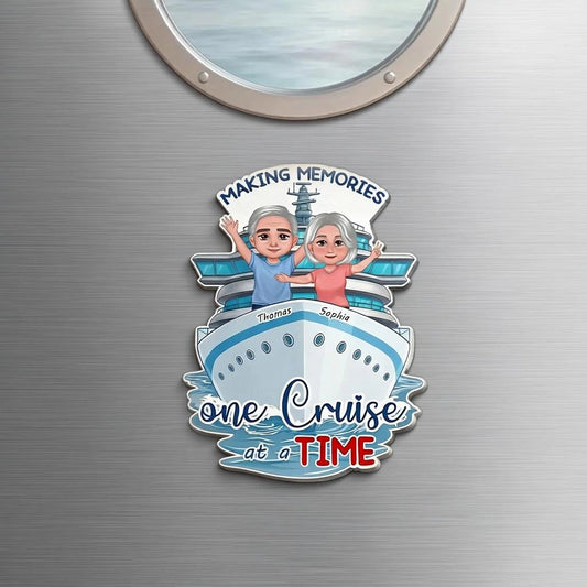 Making Memories One Cruise at a Time Acrylic Magnet - Personalized Cruise Ship Door Keepsake, Sweet Couple Travel Gift