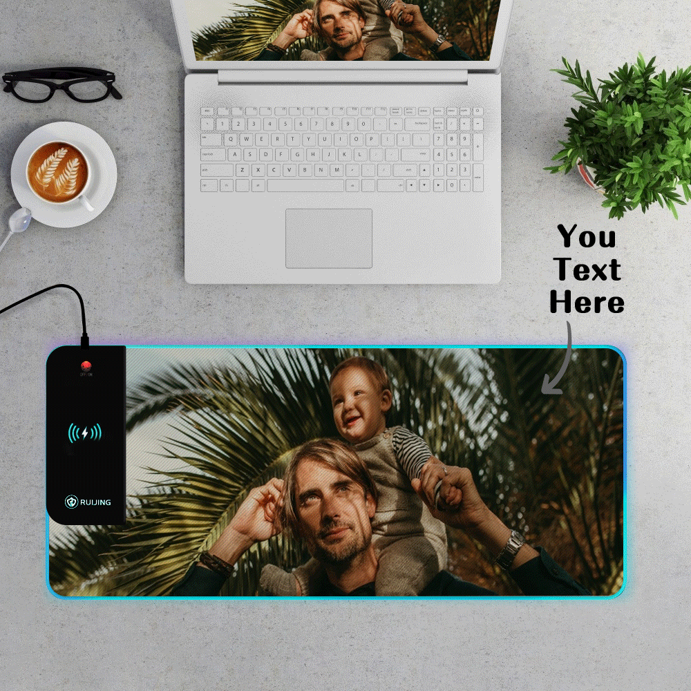 Any Photo - Personalized RGB Wireless Charger Photo LED Mouse Pad