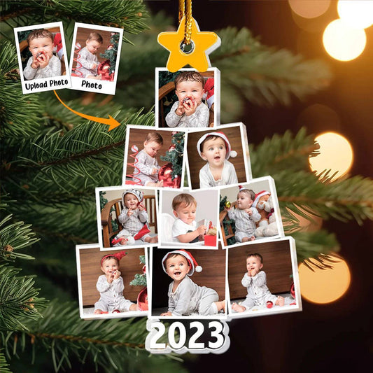 Personalized Acrylic Ornament Photo Collage for Christmas Tree Decor, Sweet Baby Memory, Unique Gift for New Parents