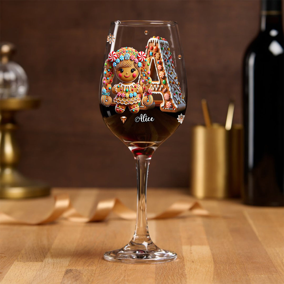 Happy Family - Personalized Family Wine Glass With Long Stem