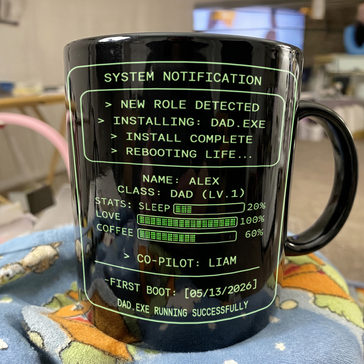 Personalized Dad.exe Full Color Mug, Funny System Notification Design for Coffee Time, Unique Gift for Dad