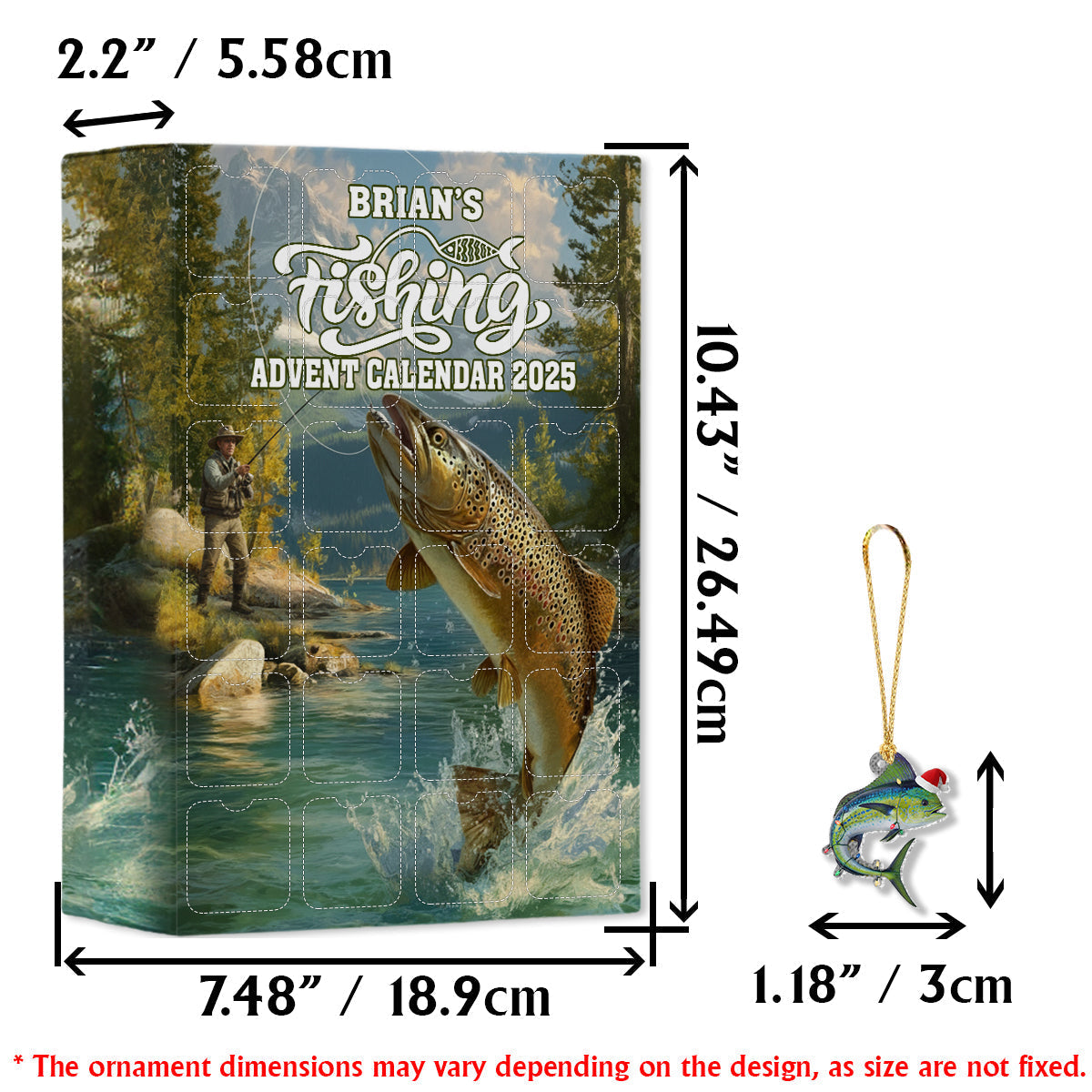 Fishing Advent Calendar 2025 - Personalized Fishing Advent Calendar With Ornaments