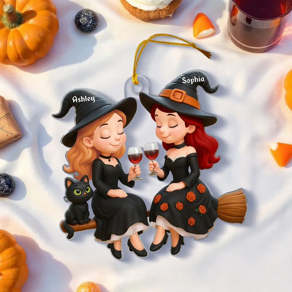 Witch Sisters Acrylic Ornament, Magical Vibe, Heartwarming Companionship, Perfect Gift for Friends