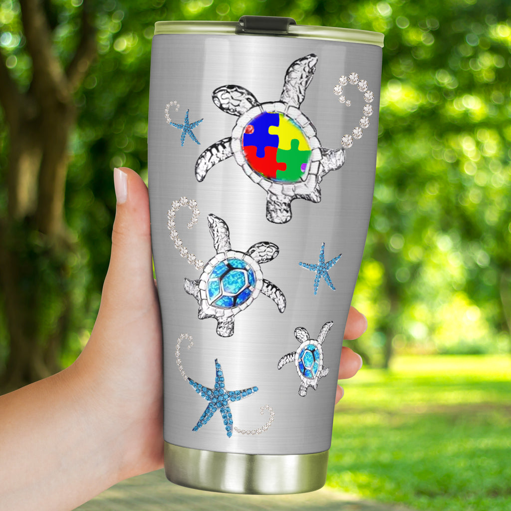 It's Ok To Be Different Metal Pattern Print Autism Awareness Tumbler 0622
