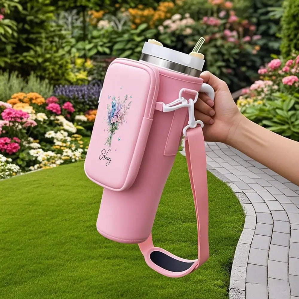 Custom Water Bottle Carrier Bag with Name - Unique Gift for Women