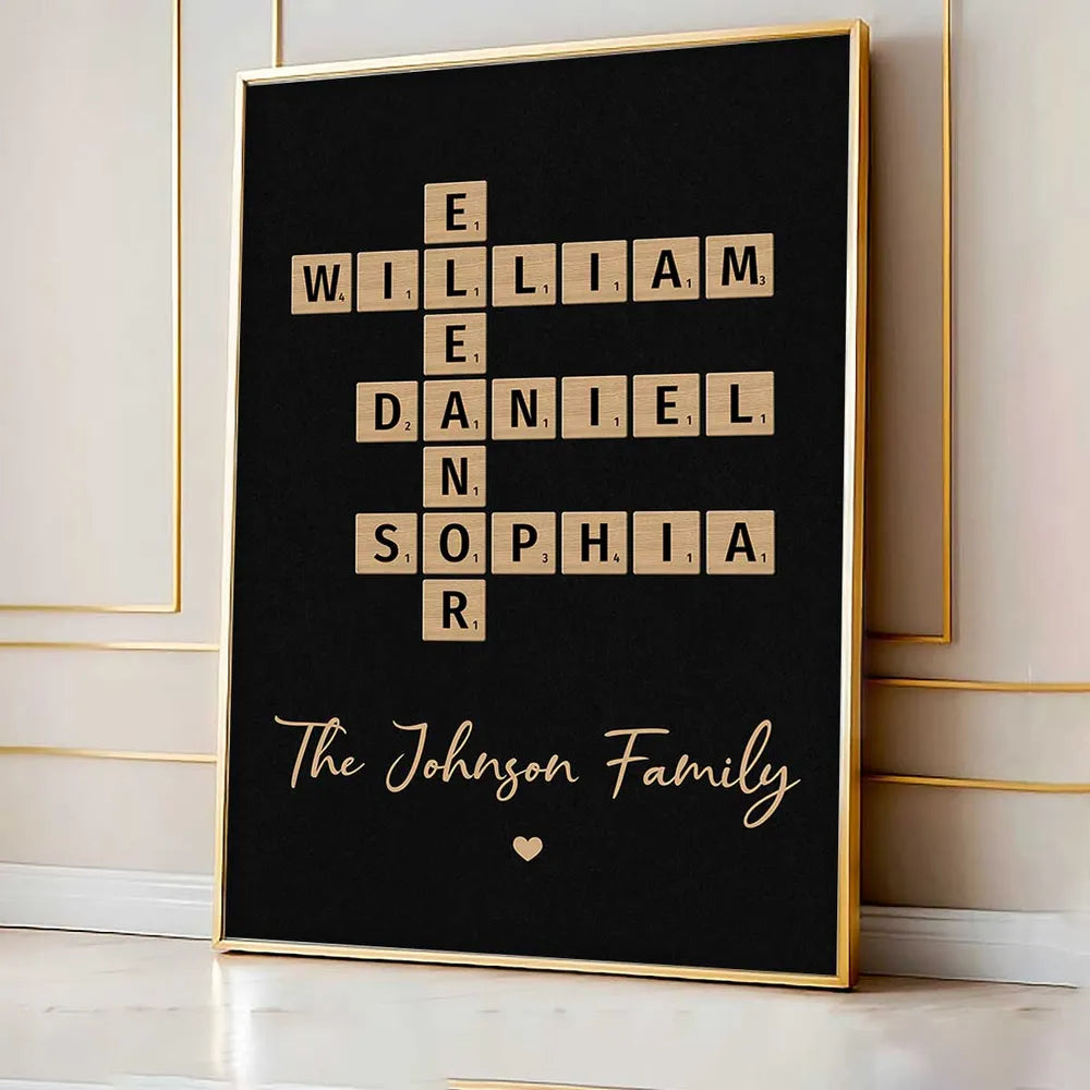 Family Crossword Art Created In A Moment, Treasured Forever Personalized Poster or Plaque or Keychain