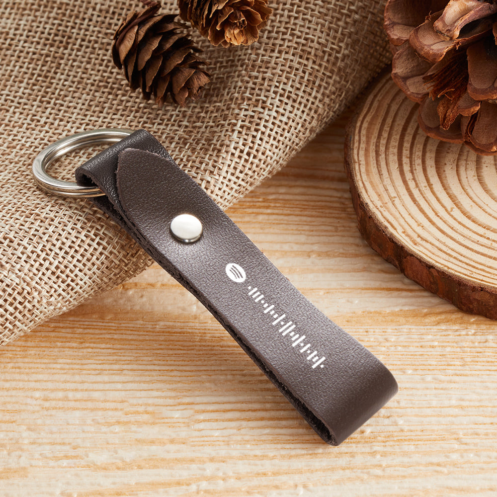 Custom Music Code Leather Music Code Leather Keychain - gift for anyone - Personalized Keychain