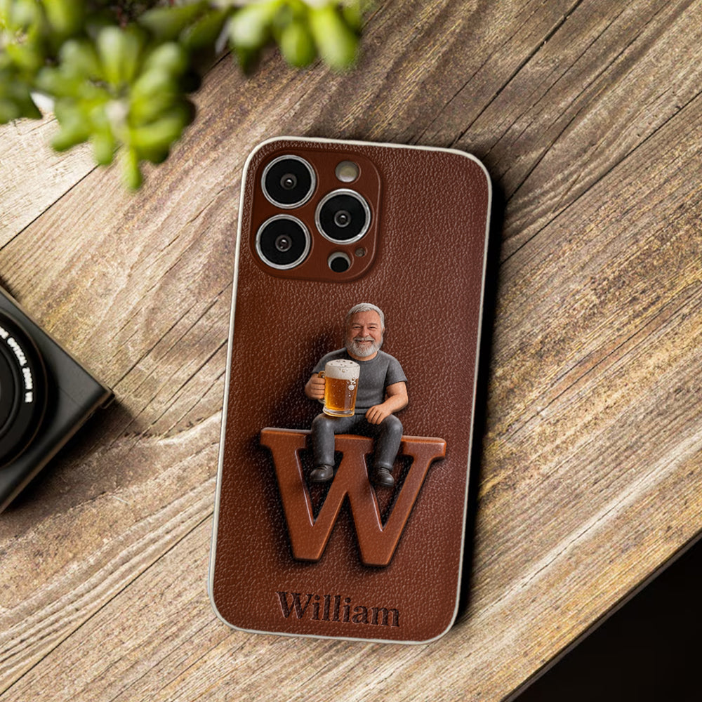 Custom Any Photo - Personalized Beer 3D Embossed Leather Phone Case