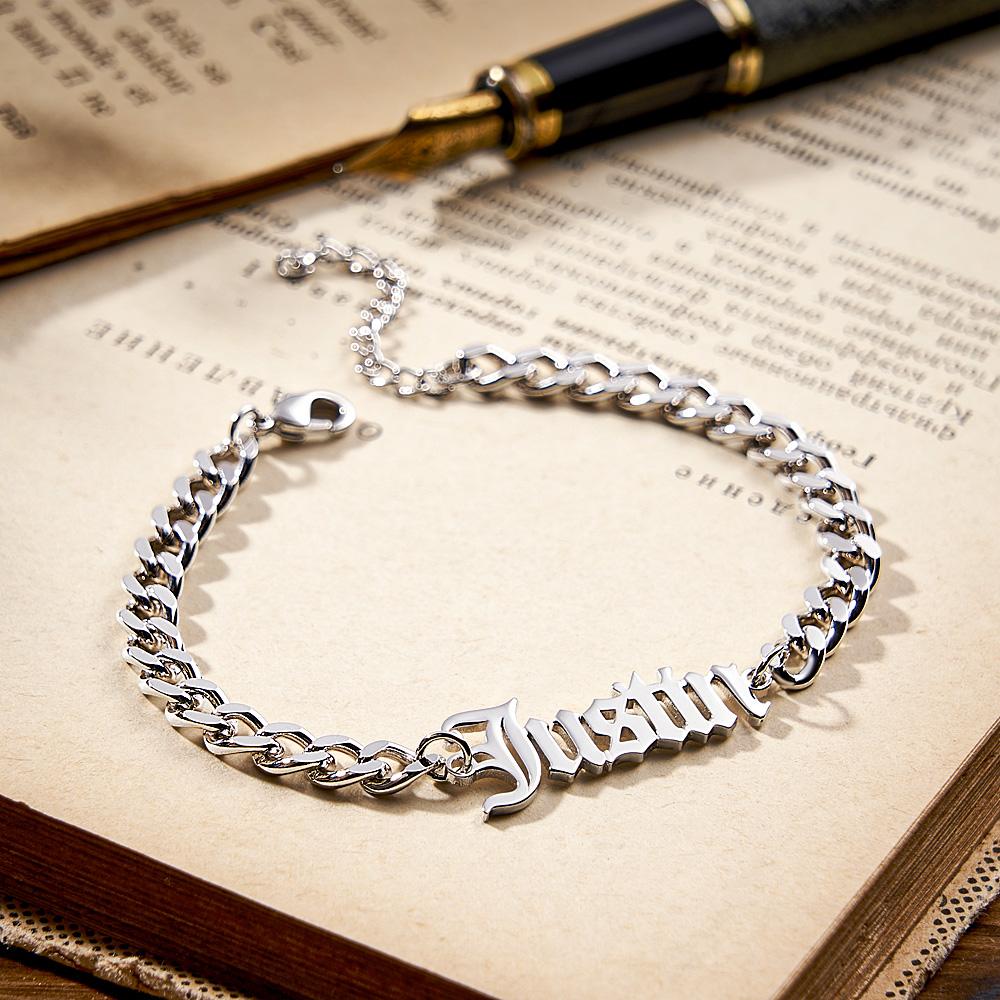 Any Name Or Message - Personalized Men's Stainless Steel Curb Chain