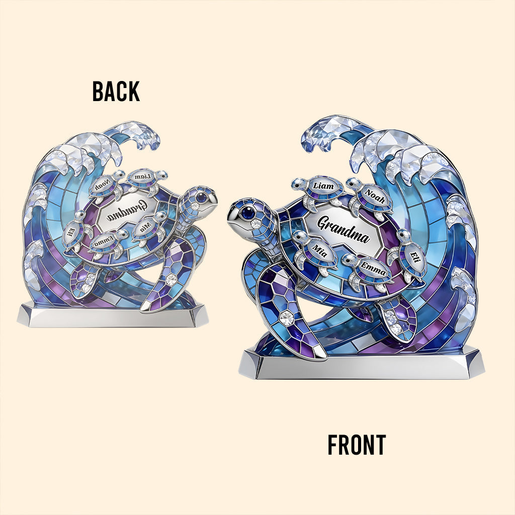 Custom Name Gift for Mom and Grandma - Mother's Day Personalized Turtle Acrylic Plaque