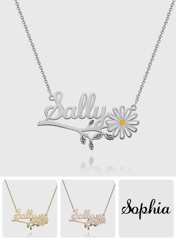 Any Name Daisy Flower - Personalized Daisy Name Necklace