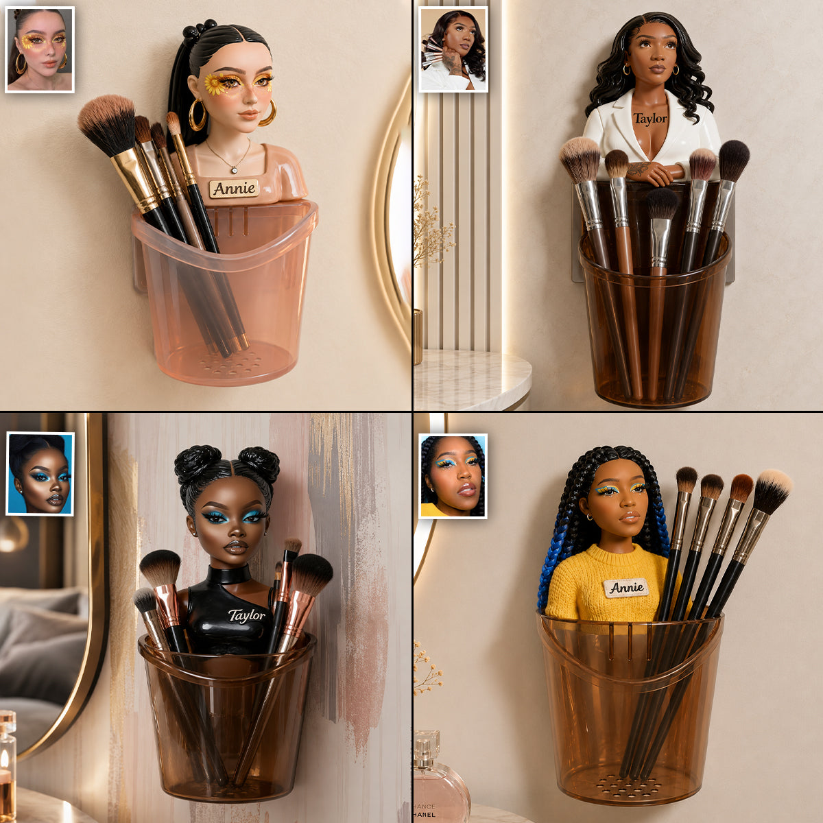 Beauty Bestie - Personalized Makeup Wall Multi Holder