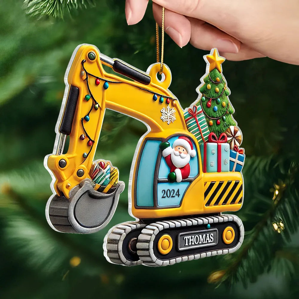 Custom Christmas Acrylic Ornament with Santa & Tree Design