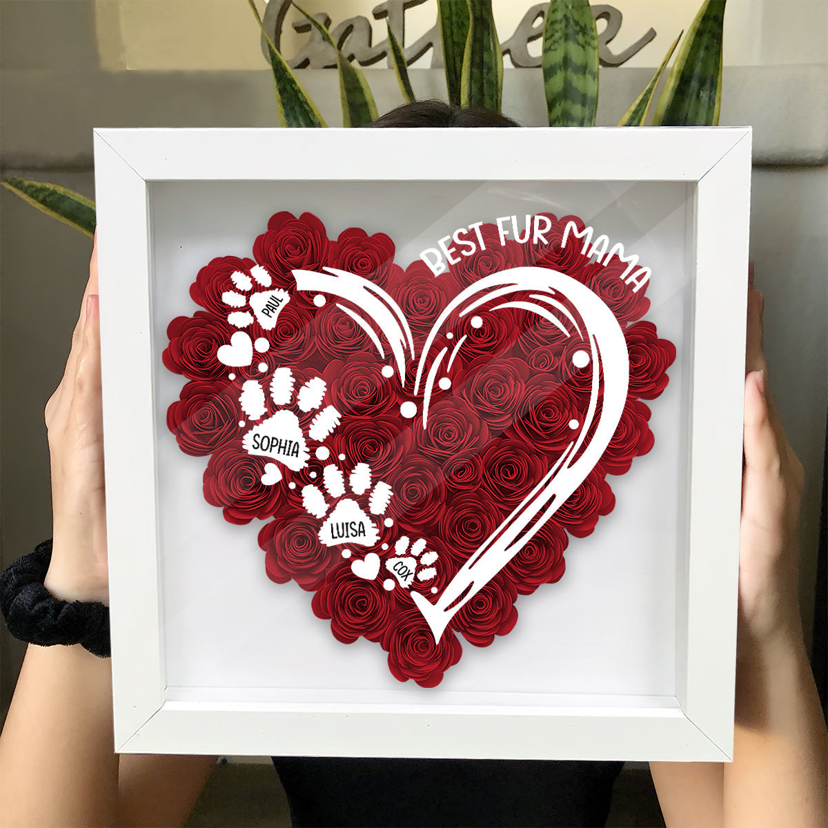 Best Fur Mom Ever - Personalized Dog Flower Shadow Box