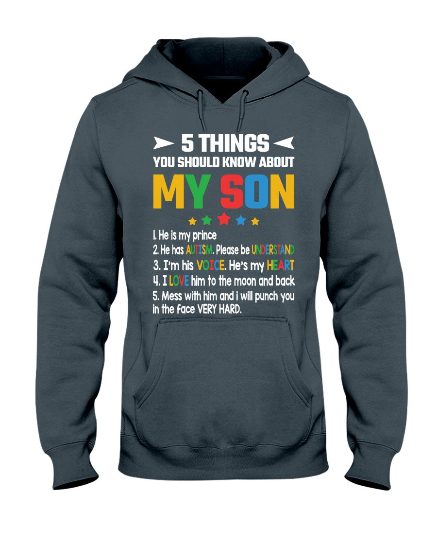 5 Things You Should Know About My Son - Autism Awareness T-shirt and Hoodie 0921