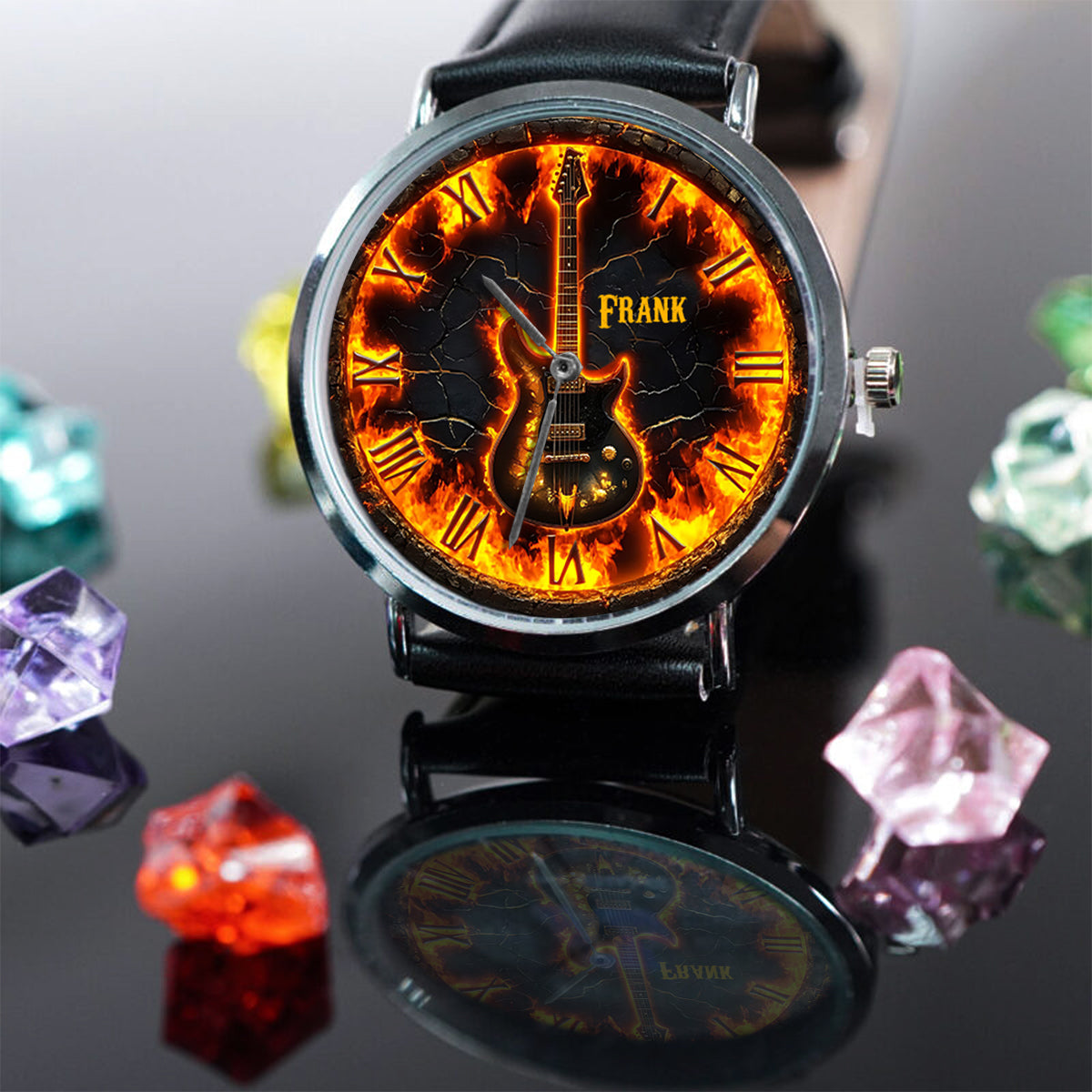 Fire Guitar - Personalized Guitar Hand Watch