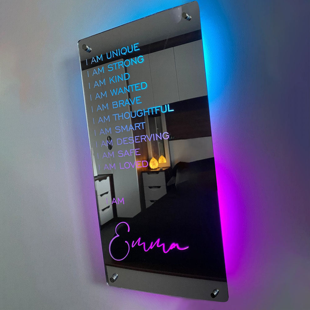 I Am - Personalized Affirmations Light Mirror