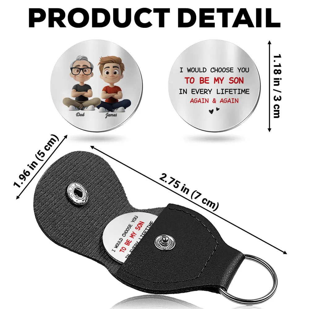 Personalized Pocket Hug Keychain – Stainless Steel Cartoon Coin with Heartfelt Message, Meaningful Everyday Carry Gift