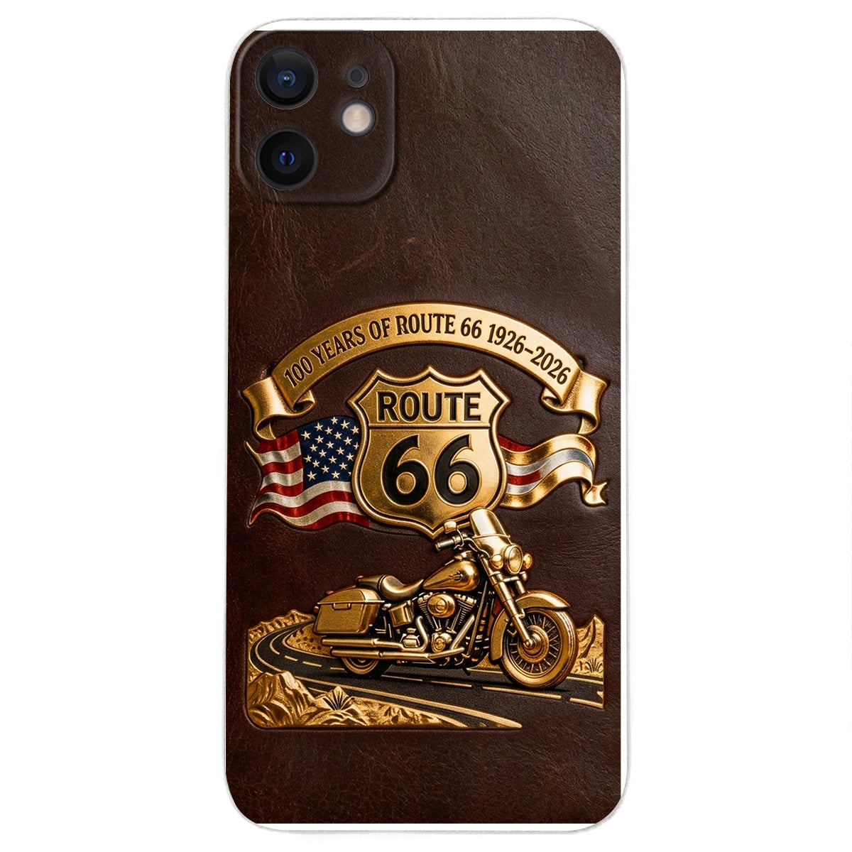 100 Years Of Route Personalized Gifts For Bikers - Personalized Biker 3D Embossed Leather Phone Case
