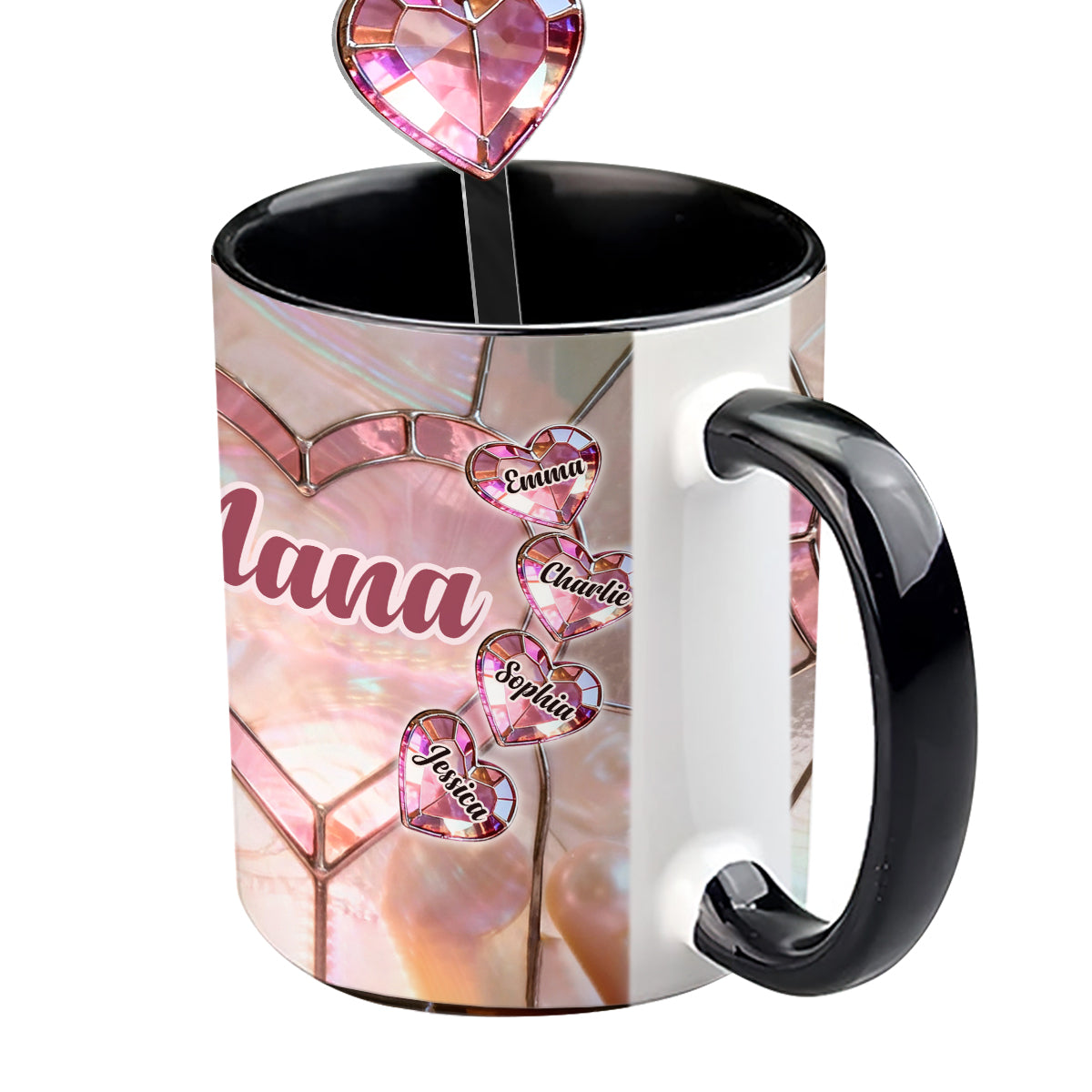 Blessed To Be Called Nana Mama Gigi Grandma - Personalized Grandma Set Accent Mug with Acrylic Stirrers