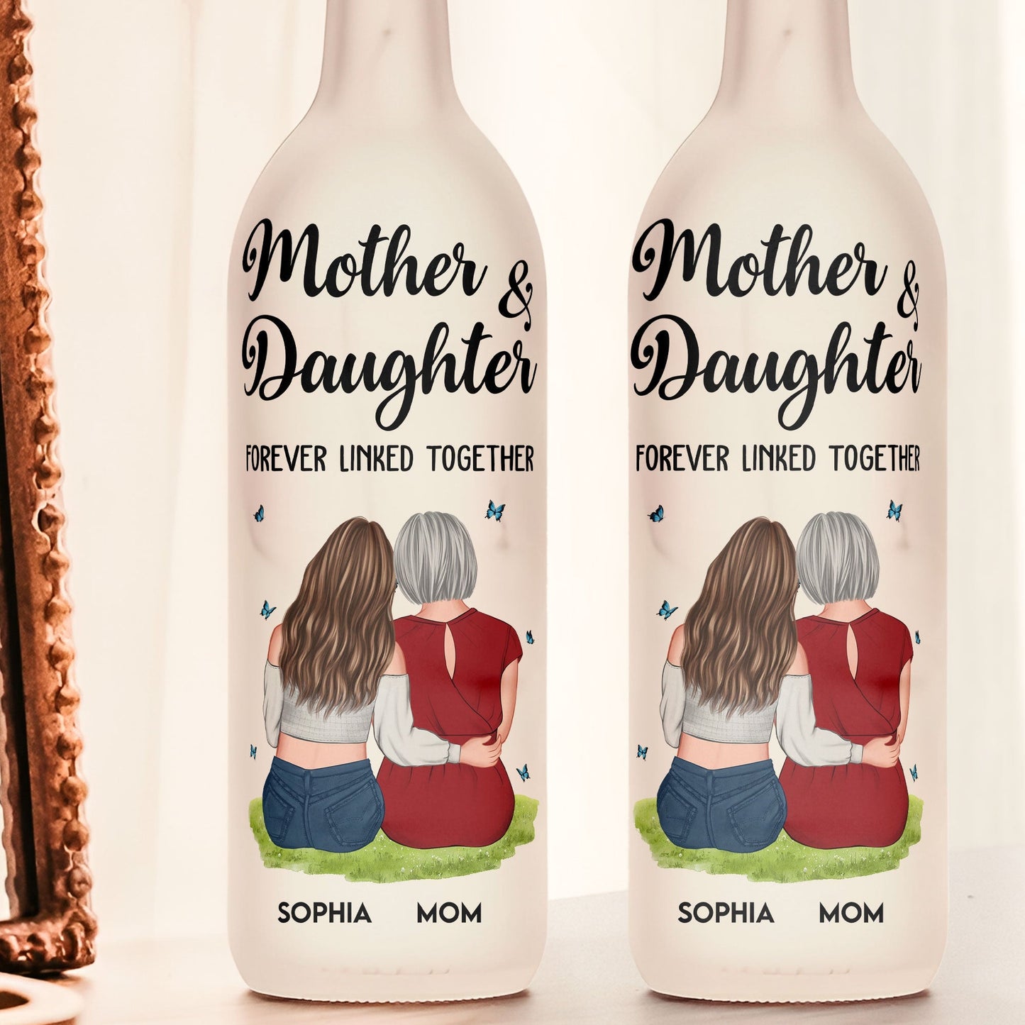 Custom Hugging Figures Bottle Lamp – Mother and Child Forever Bonded Light-Up Gift