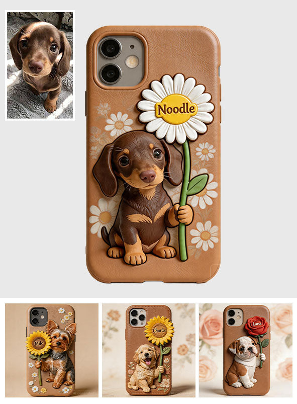 Custom Any Photo - Personalized Dog 3D Embossed Leather Phone Case