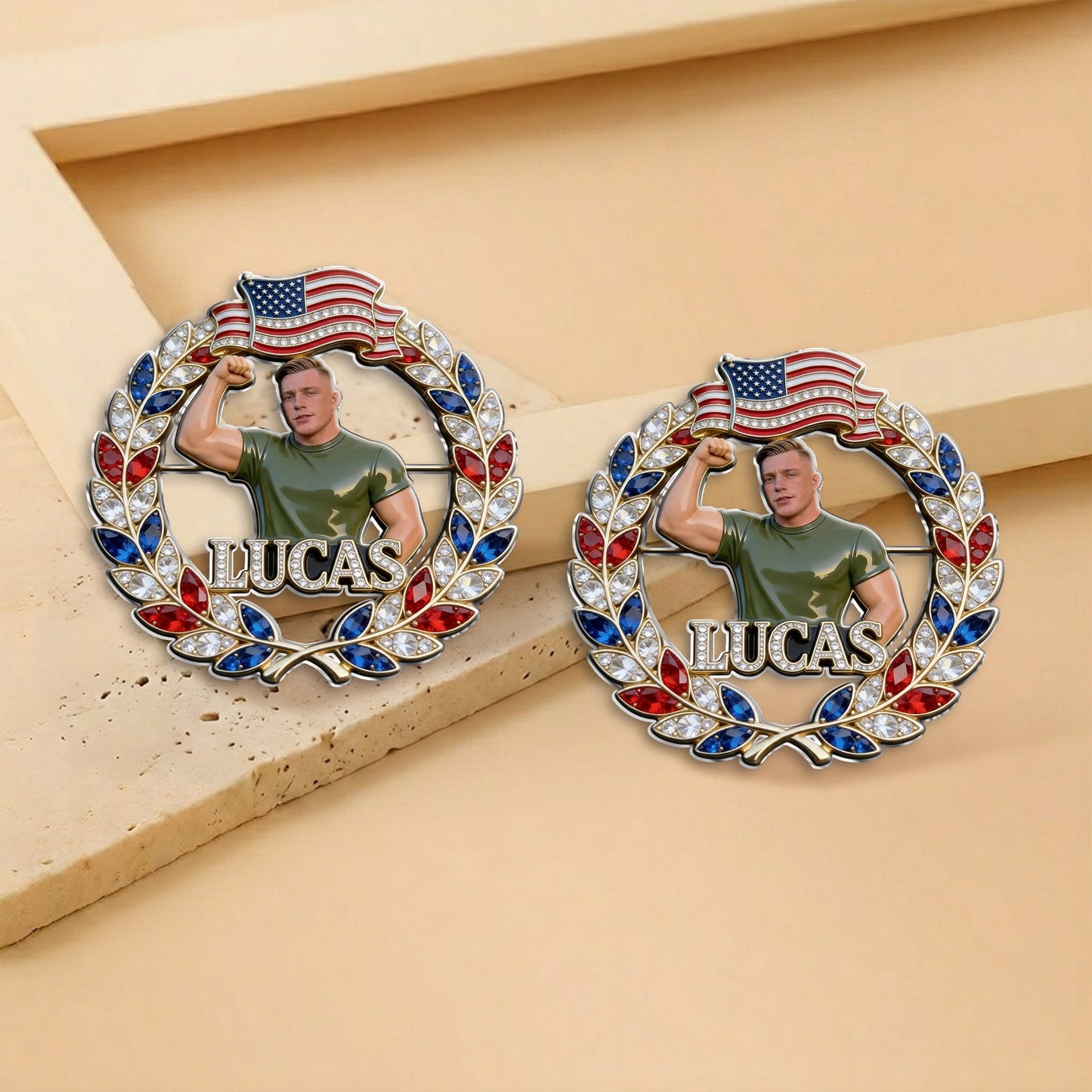 Celebrate 4th Of July - Personalized Family 3D Embossed Enamel Pin