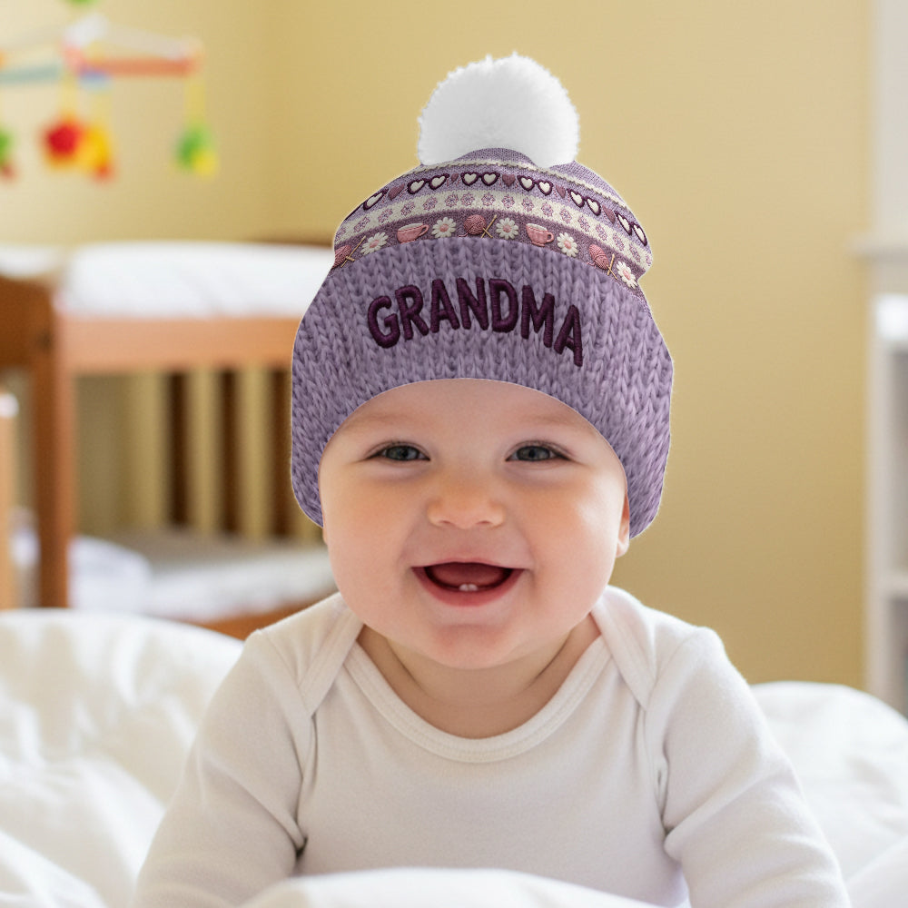 Grandma Mom - Personalized Grandma Beanie Hat