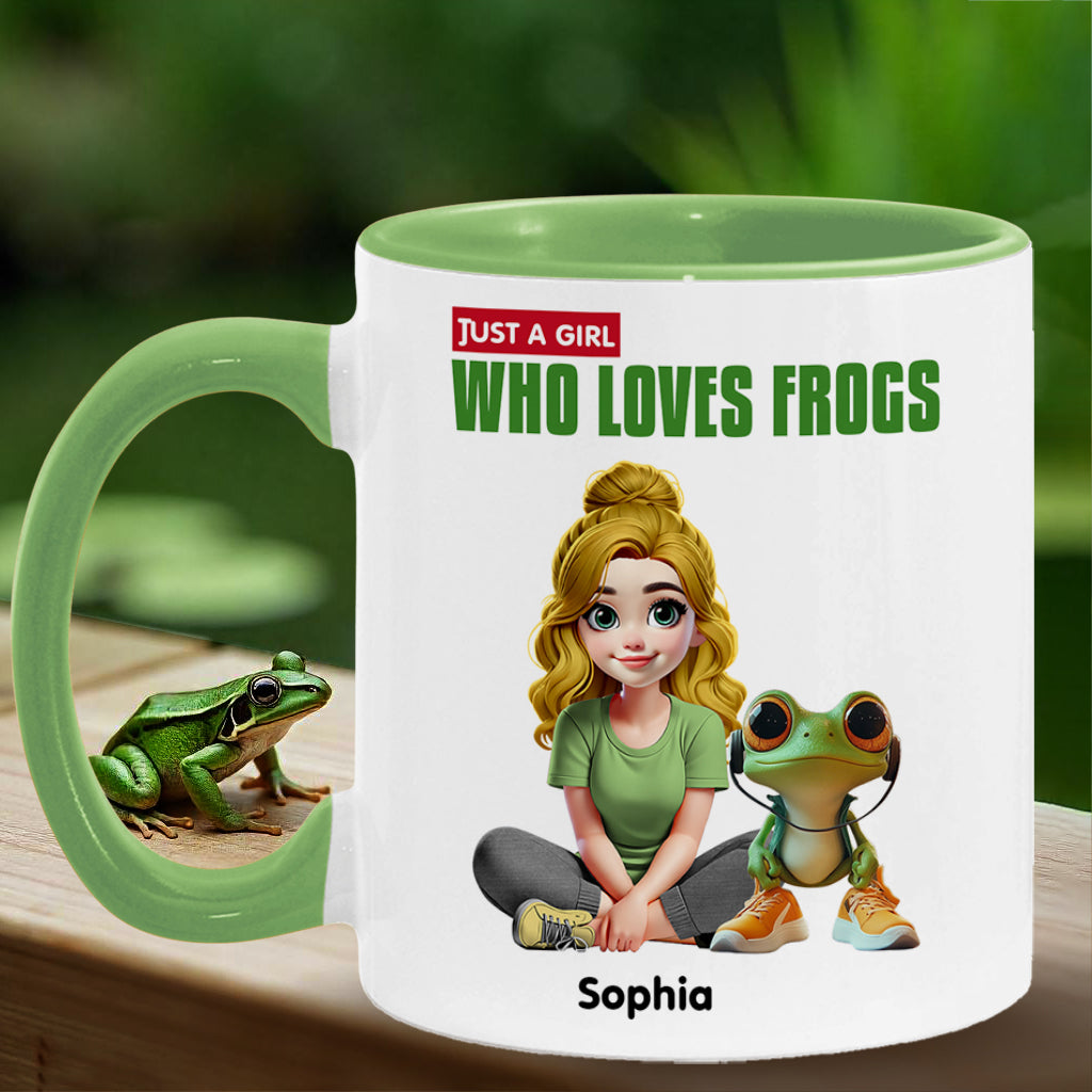 Just A Girl Who Loves Frogs - Personalized Frog Accent Mug