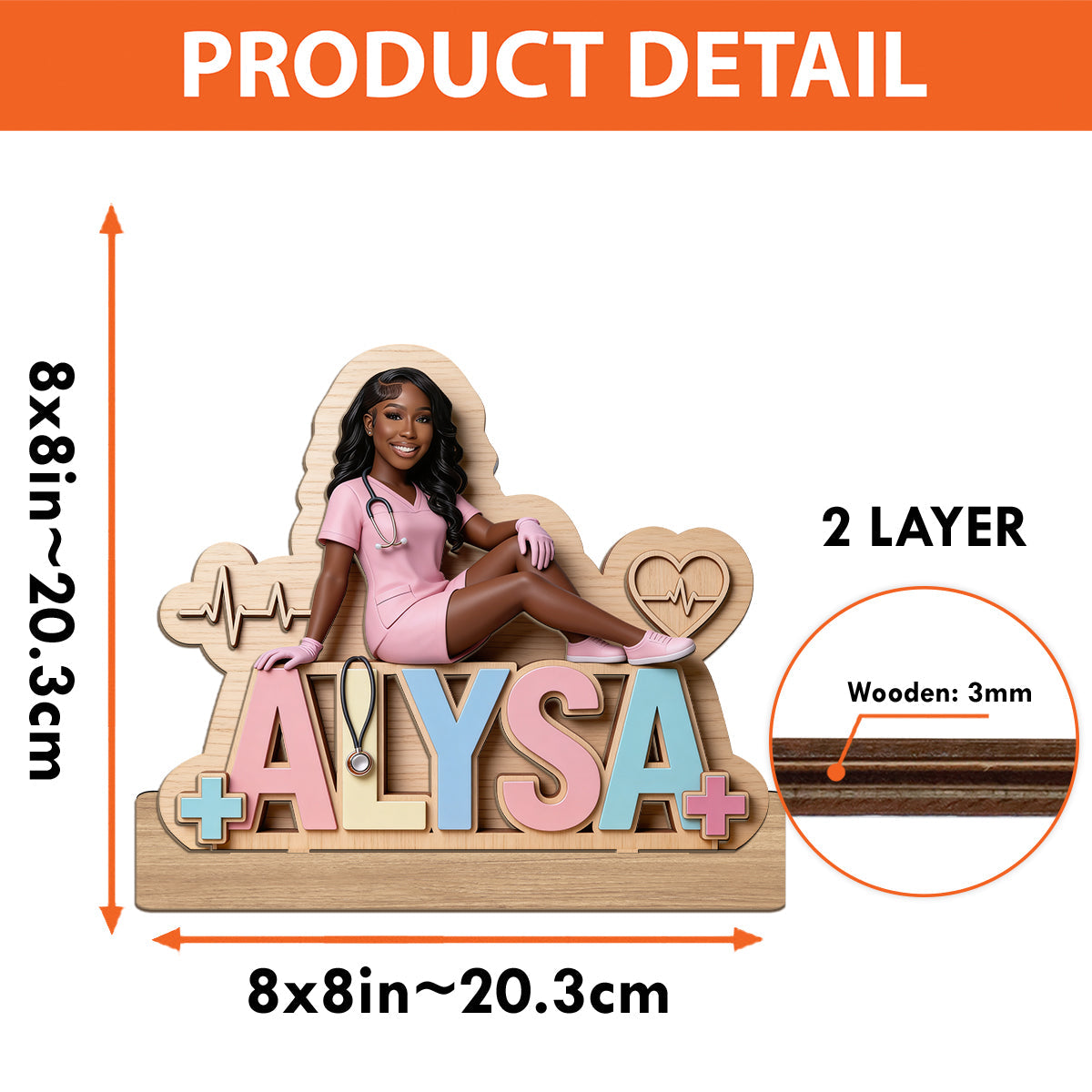 Gift For Nurse - Personalized Nurse 2 Layered Big Freestanding