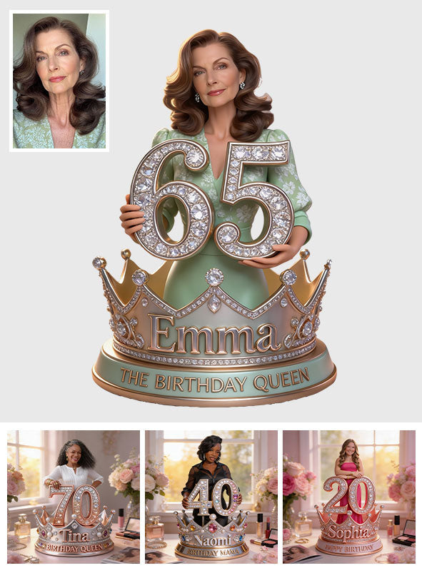Custom Any Photo The Birthday Queen - Personalized Birthday Custom Shaped Acrylic Plaque