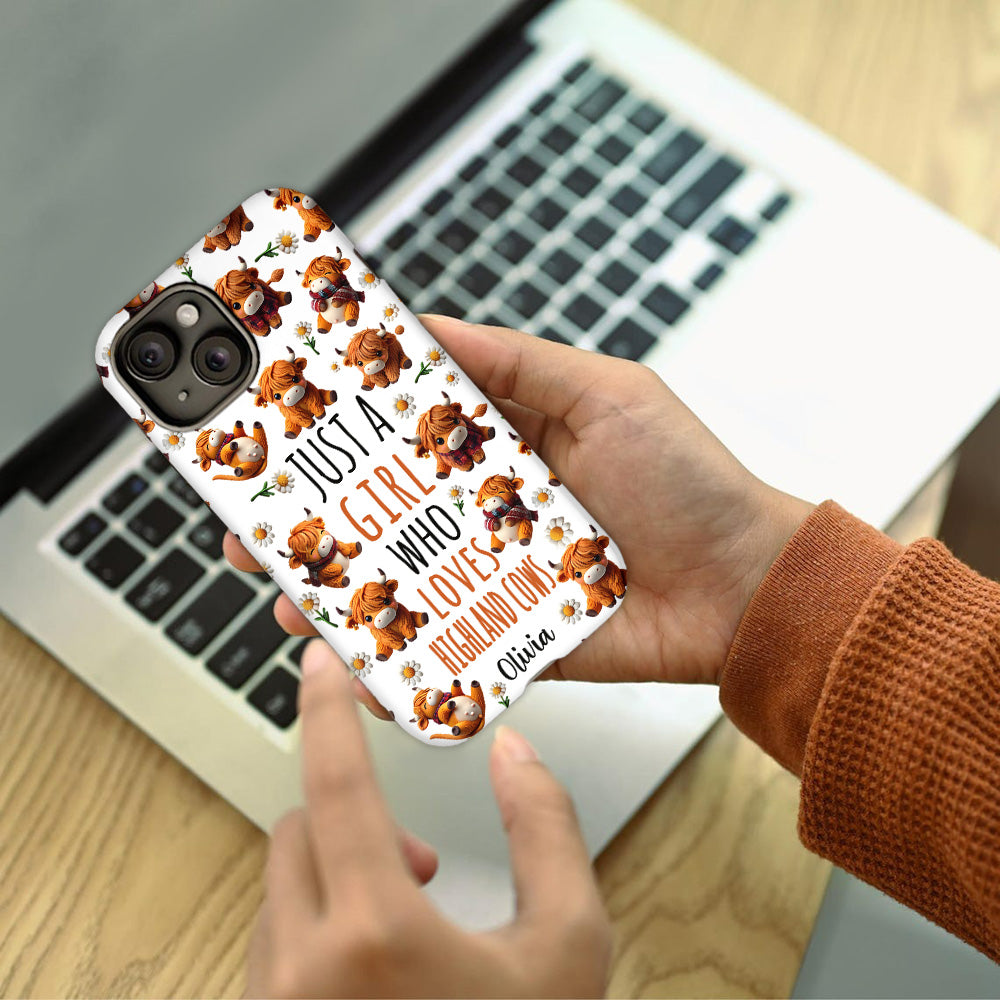 Just A Girl Who Loves Highland Cows - Personalized Highland Cow Full Print Phone Case