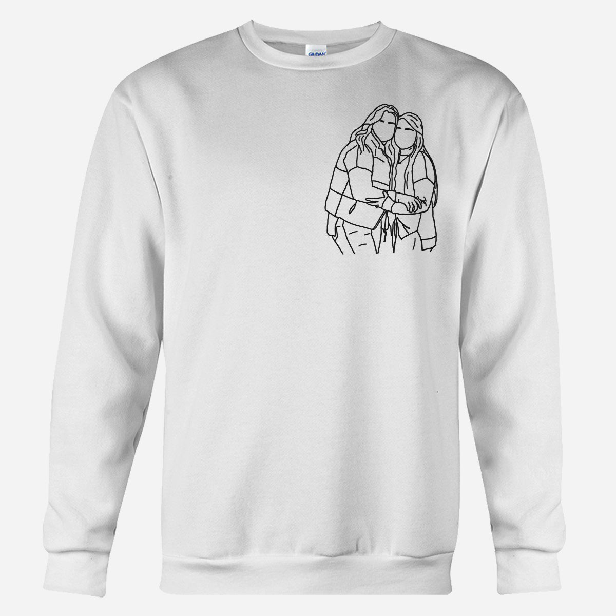 Custom Line Art - Personalized Sibling Embroidered Sweater