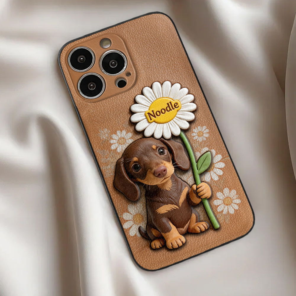 Custom Any Photo - Personalized Dog 3D Embossed Leather Phone Case